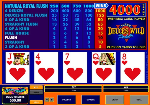 Deuces Wild («Дикие» двойки) из раздела Видео покер