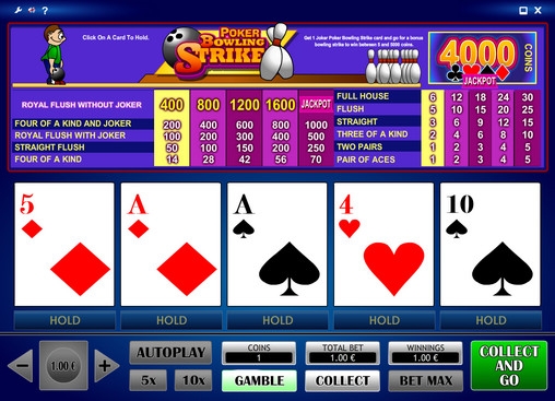 Poker Bowling Strike (Видео-покер «Боулинг страйк») из раздела Видео покер