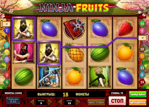 Ninja Fruits (Ниндзя и фрукты) из раздела Игровые автоматы