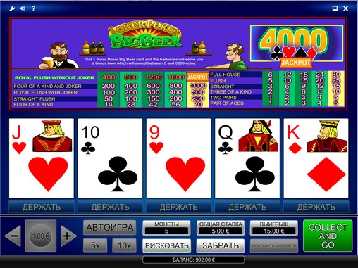 Joker Poker Big Beer (Джокер-покер «Большой бокал пива») из раздела Видео покер