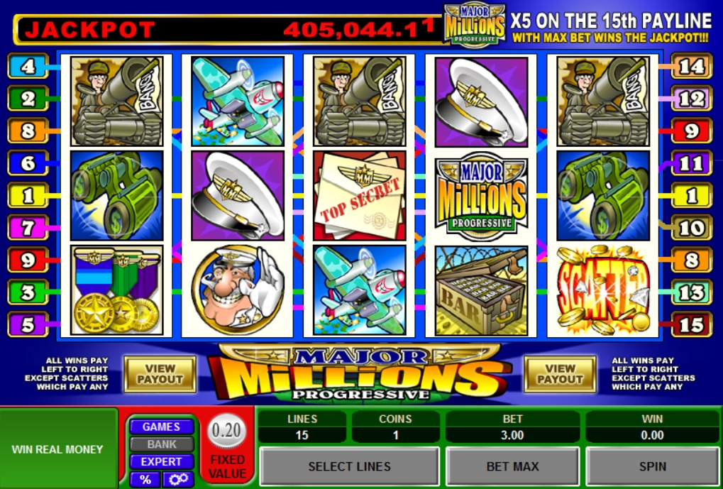 Major Millions 5 Reel - Progressive (Миллионы 5) из раздела Игровые автоматы