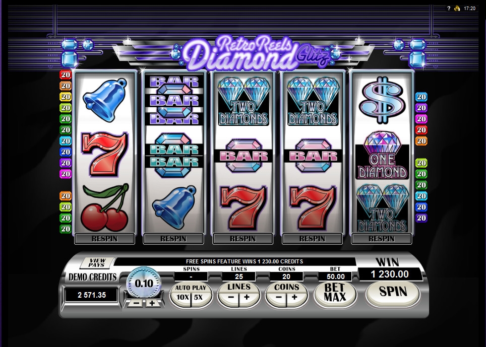 Retro Reels – Diamond Glitz (Ретро барабаны – Блеск бриллиантов) из раздела Игровые автоматы