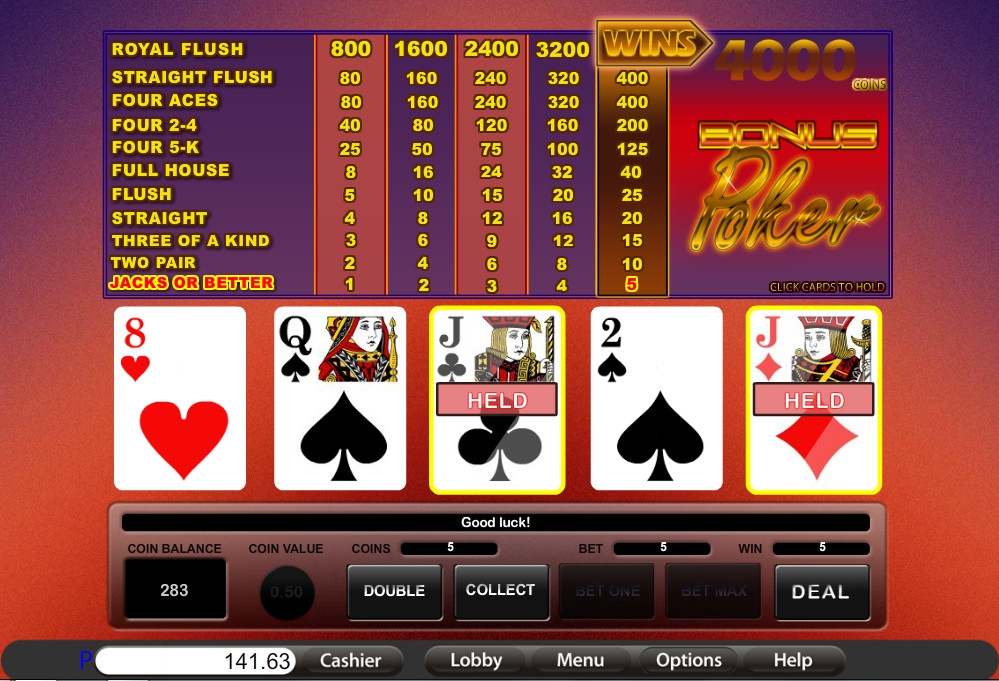 Bonus Poker (Бонус покер) из раздела Видео покер