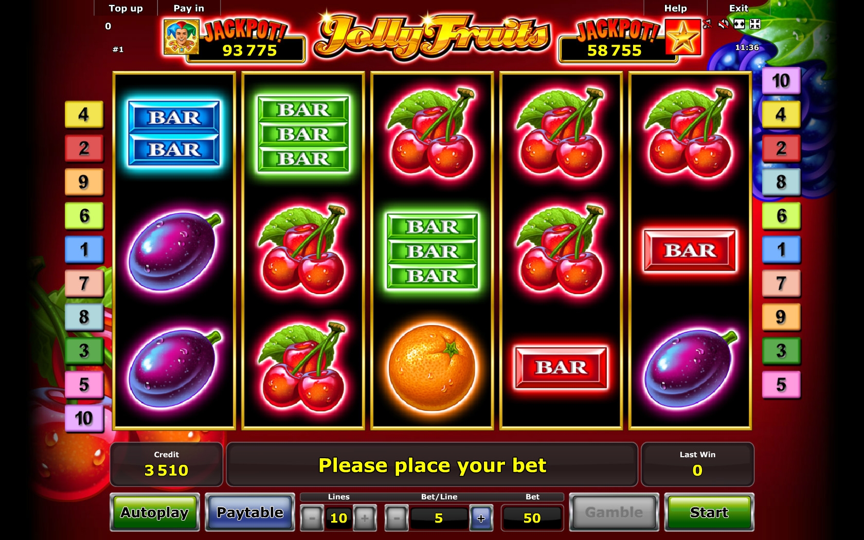 Jolly Fruits (Веселые фрукты) из раздела Игровые автоматы