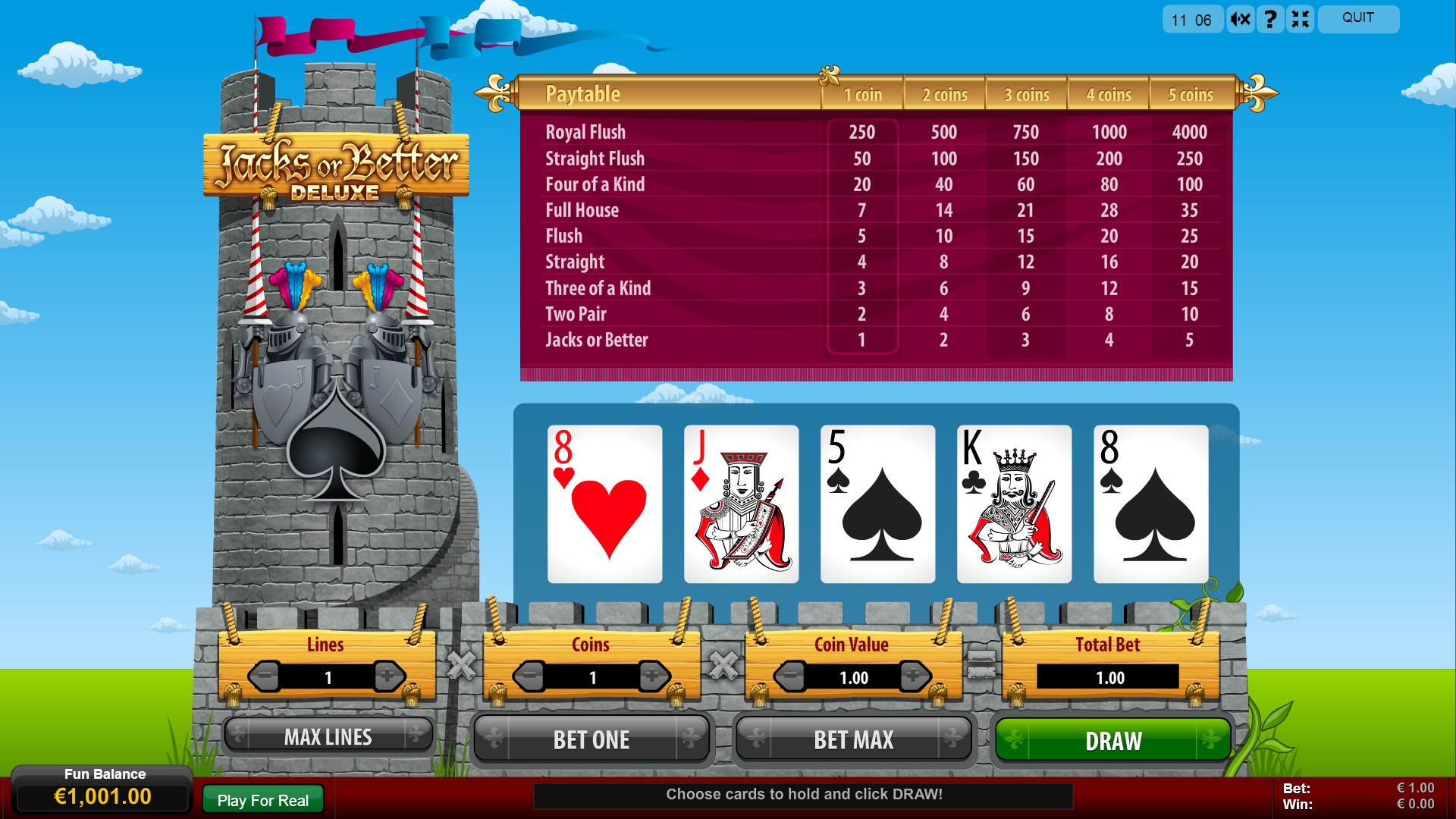 Jacks or Better Deluxe (Валеты или выше делюкс) из раздела Видео покер