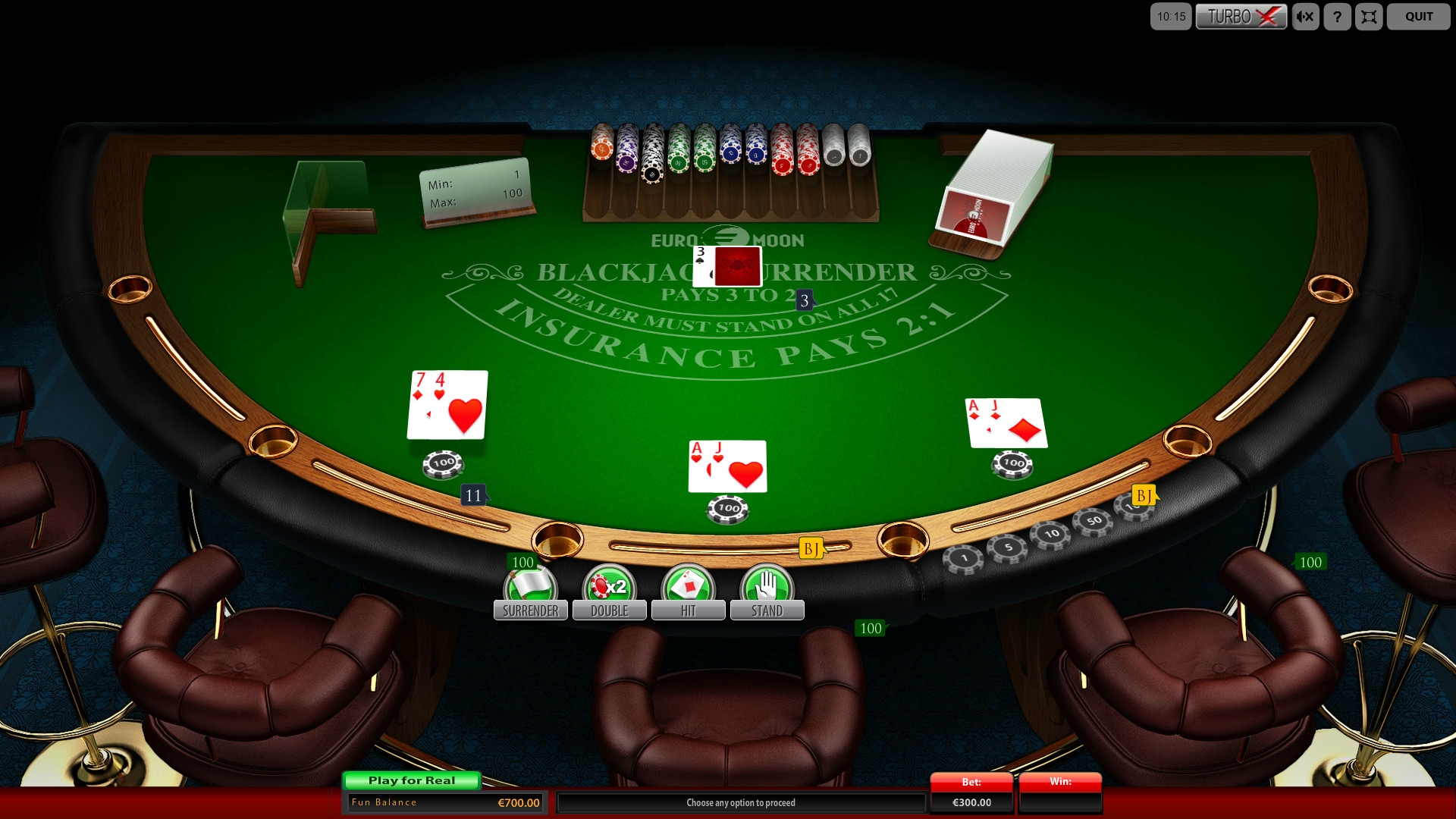 Surrender Blackjack (Блэкджек сарренда) из раздела Блэкджек