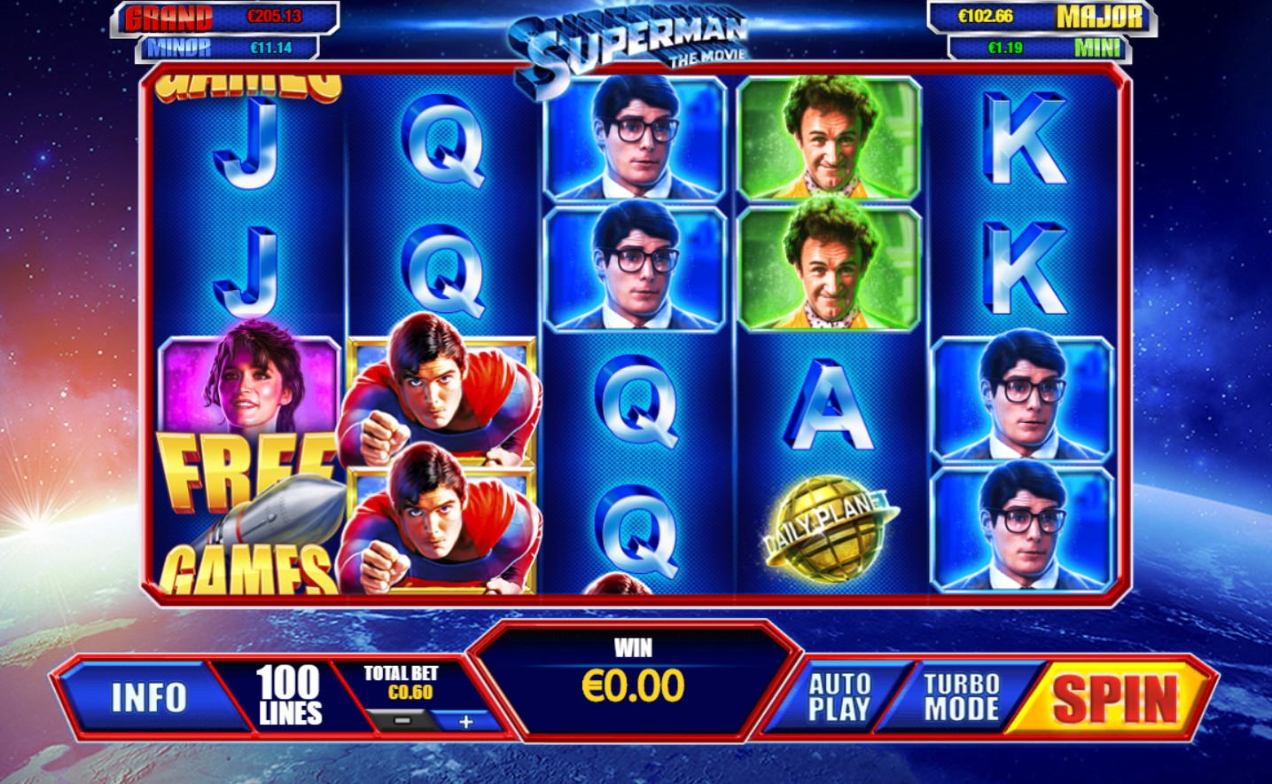 Superman the Movie (Фильм «Супермен») из раздела Игровые автоматы