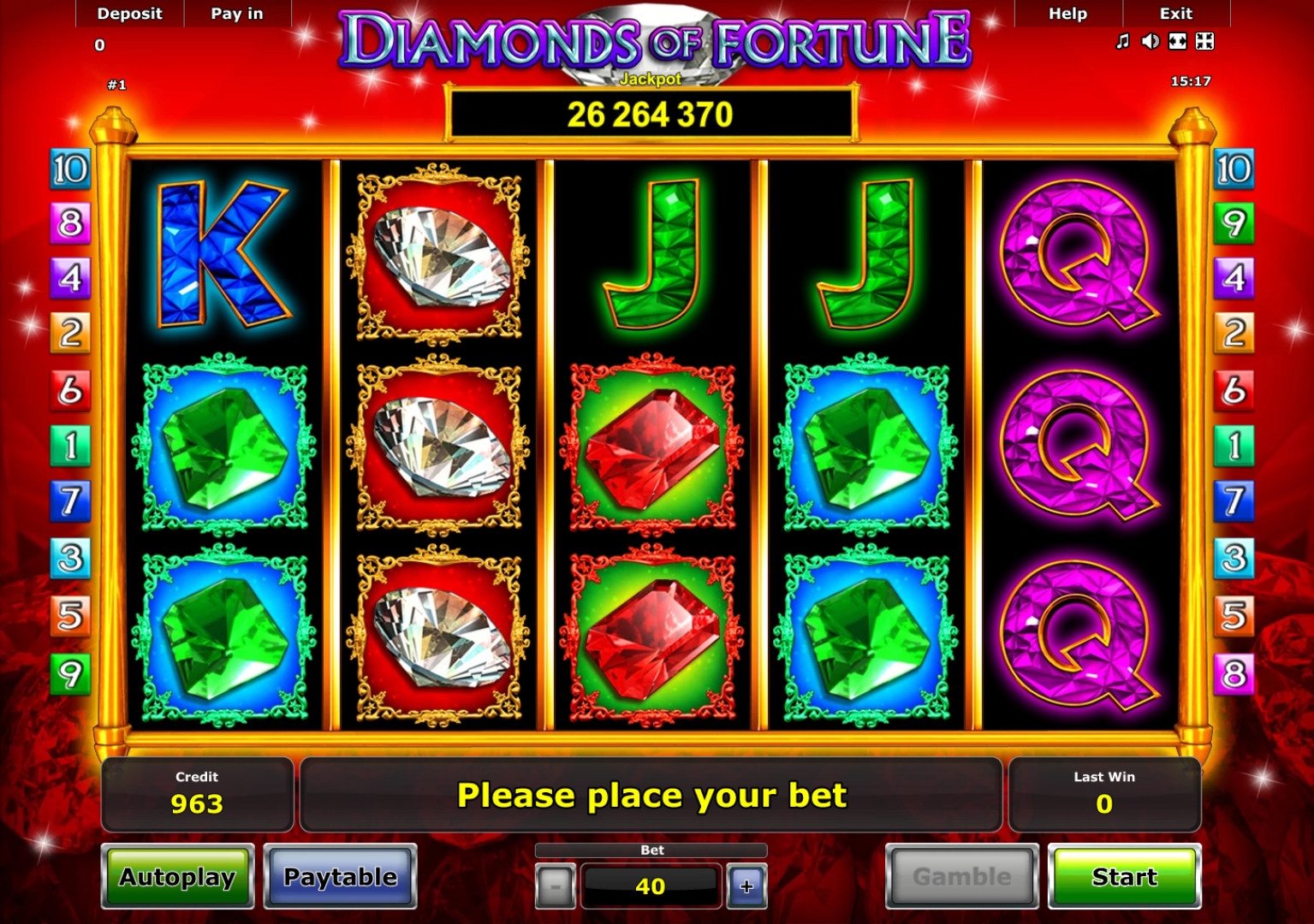 Diamonds of Fortune (Бриллианты фортуны) из раздела Игровые автоматы