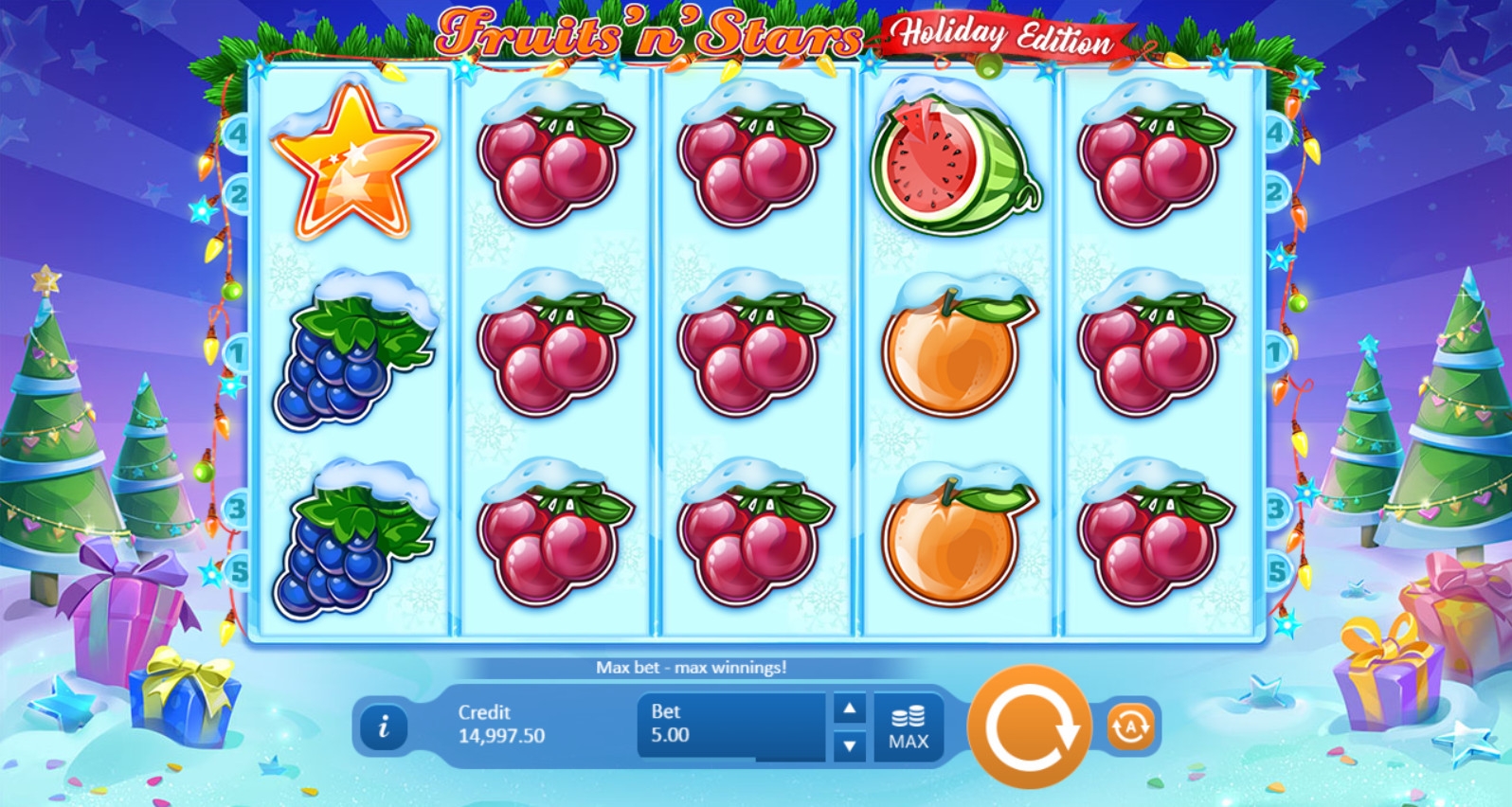 Fruits ‘n’ Stars: Holiday Edition (Фрукты и звезды: Праздничное издание) из раздела Игровые автоматы