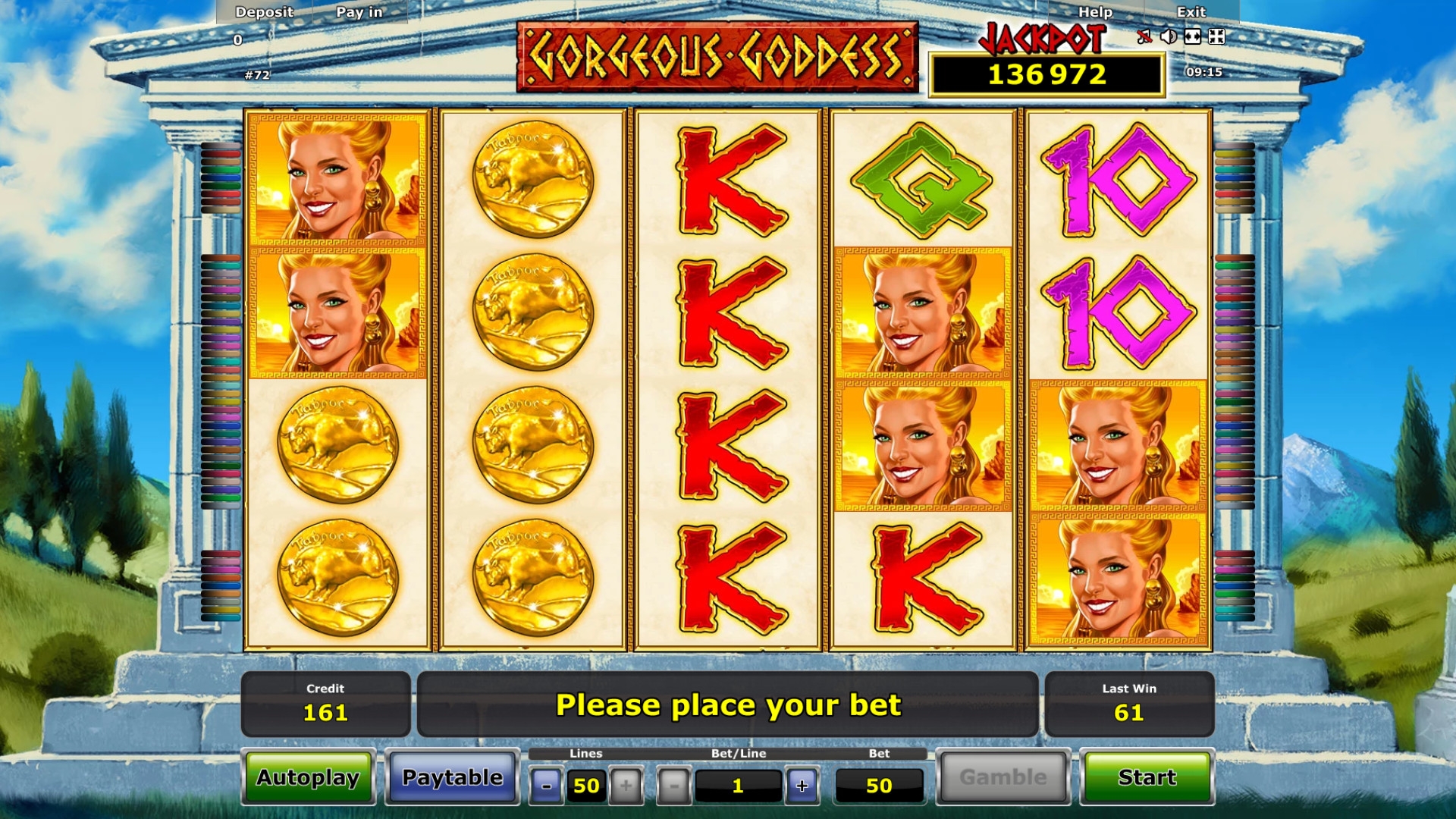 Gorgeous Goddess (Восхитительная богиня) из раздела Игровые автоматы