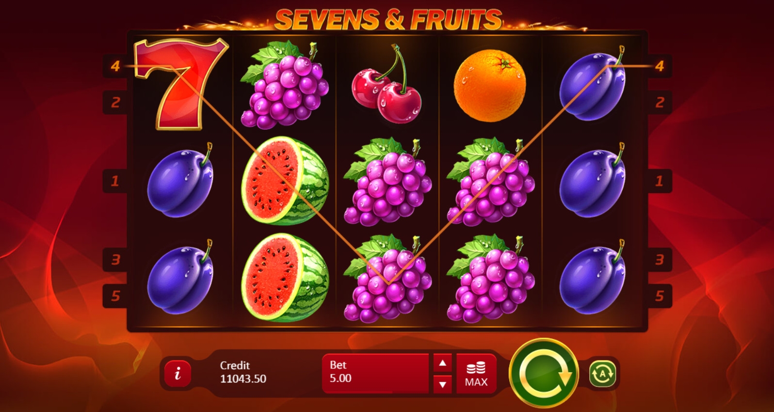 Sevens and Fruits (Семерки и фрукты) из раздела Игровые автоматы