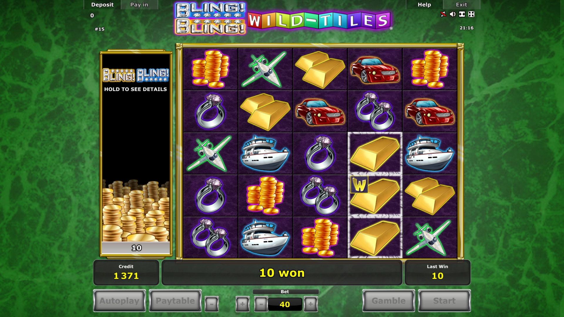 Bling! Bling! Wild-Tiles (Шик! Блеск! Плитки-джокеры ) из раздела Игровые автоматы