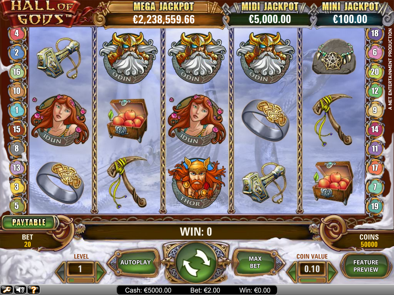 Hall of Gods (Галерея богов) из раздела Игровые автоматы