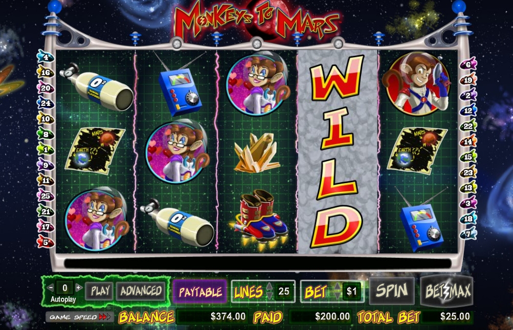 Monkeys to Mars (Обезьянки отправляются на Марс) из раздела Игровые автоматы