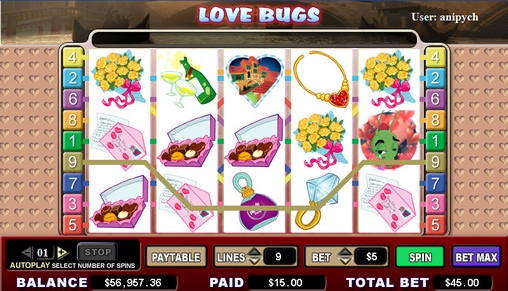 Love Bugs (Влюбленные жуки) из раздела Игровые автоматы